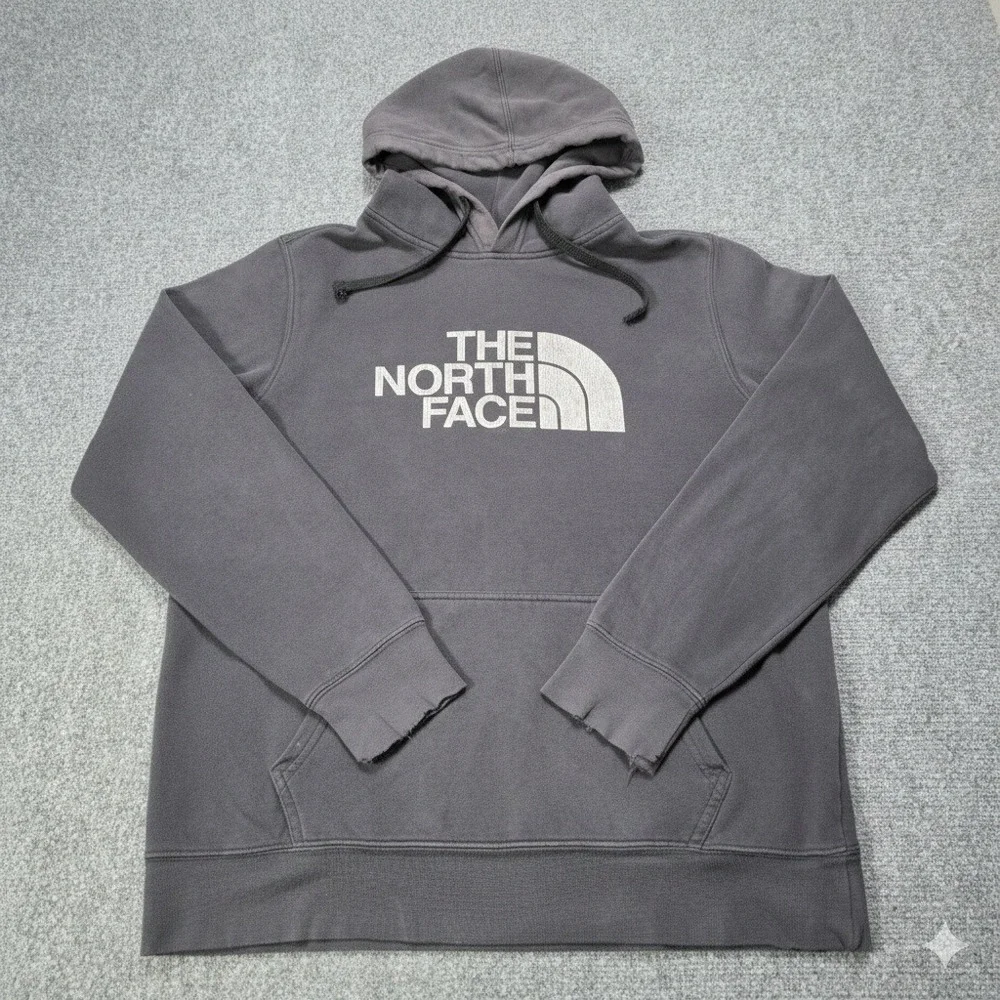 The North Face Mens Hoodie M Medium Black Pullover Sweatshirt Logo Spellout BLK